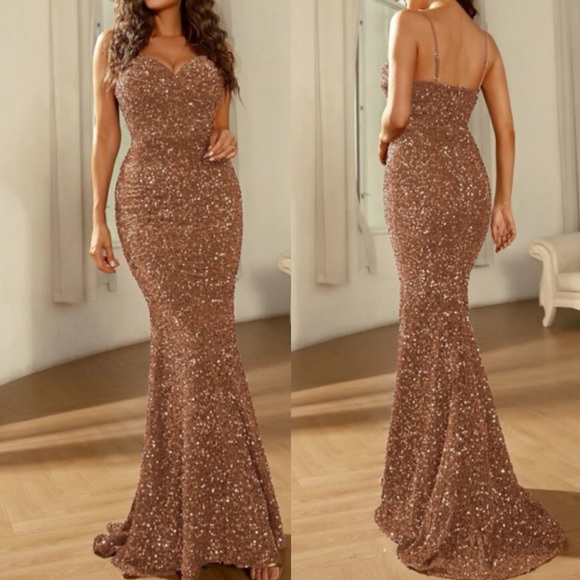 Glamorous Yellow Mermaid Evening Dress with Sequins main image 1